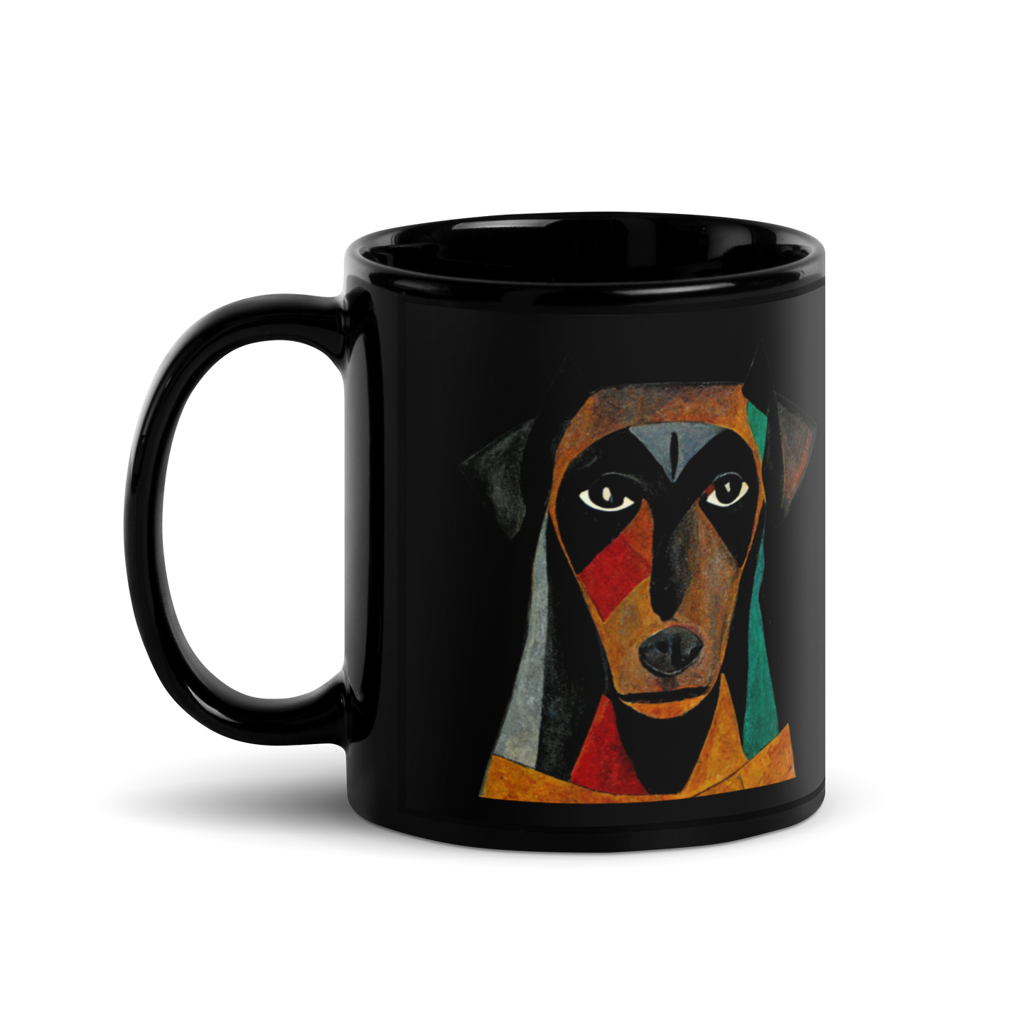 Abstract Doberman Pinscher Black Glossy Mug