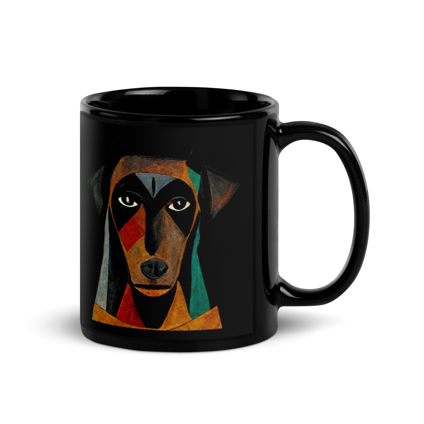 Abstract Doberman Pinscher Black Glossy Mug