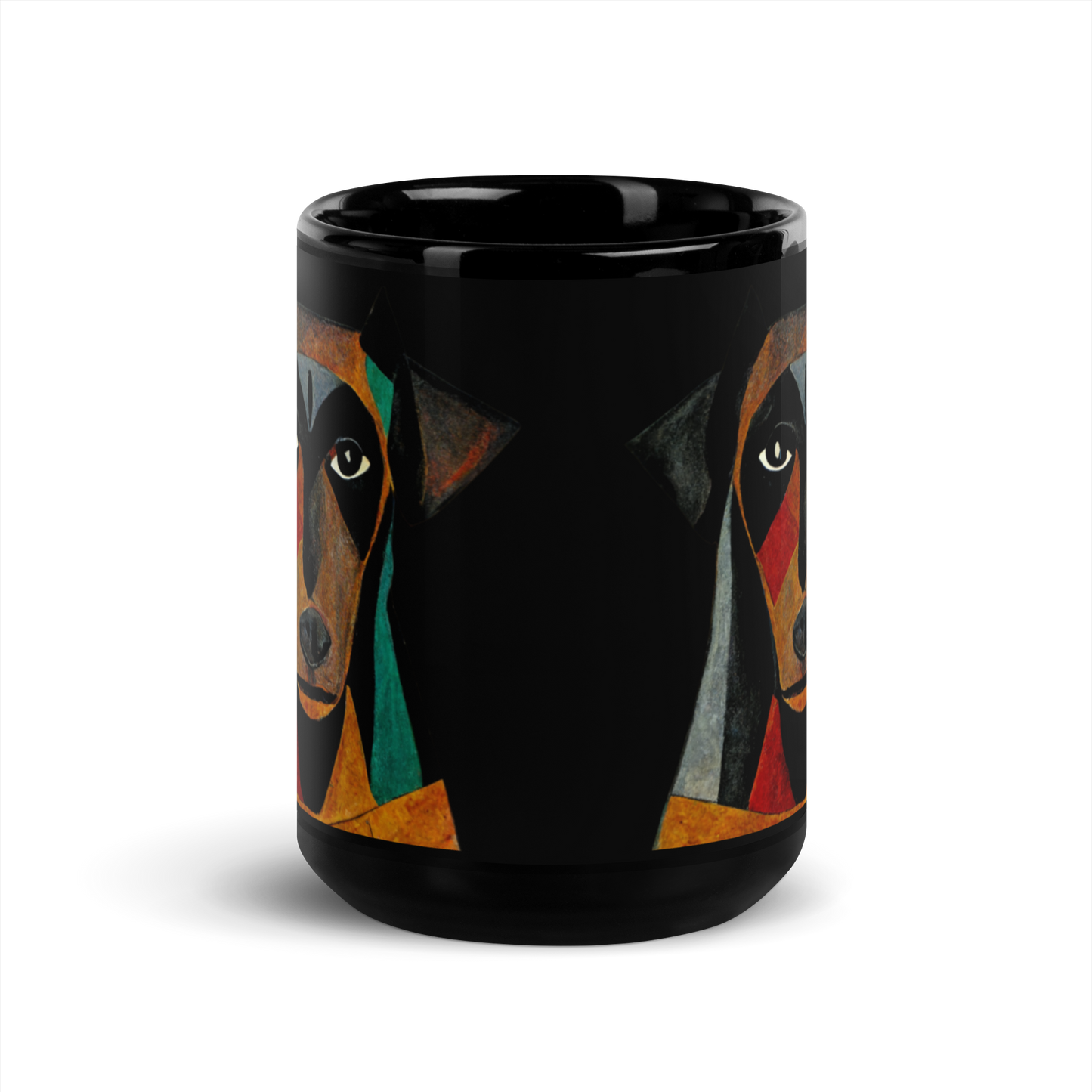 Abstract Doberman Pinscher Black Glossy Mug