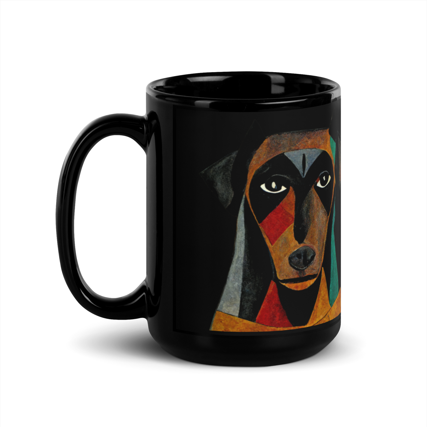 Abstract Doberman Pinscher Black Glossy Mug