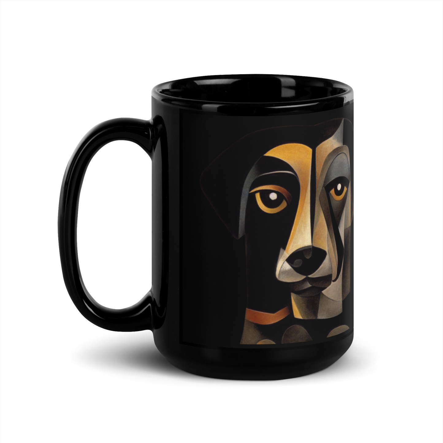 Abstract Dog Black Glossy Mug