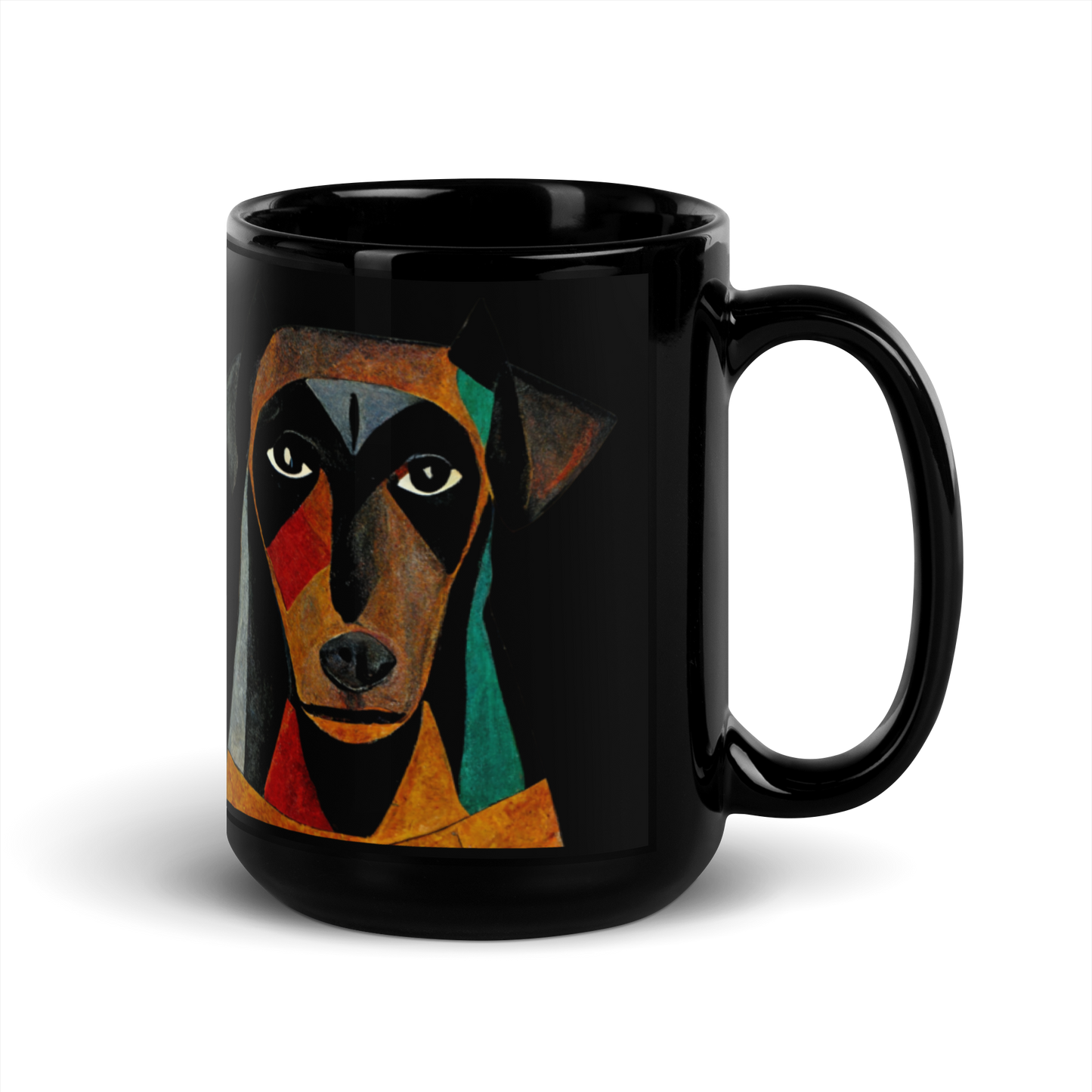 Abstract Doberman Pinscher Black Glossy Mug